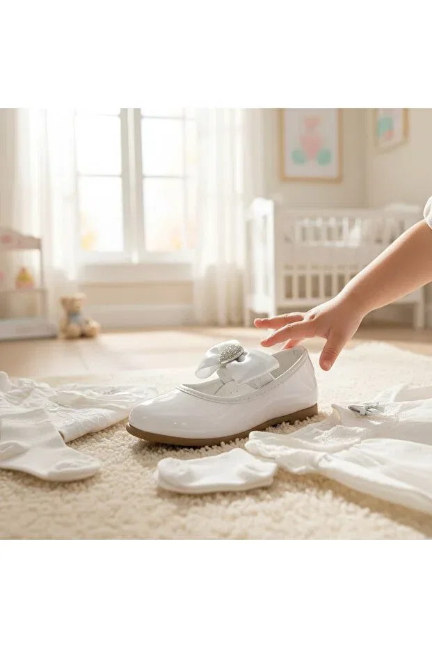 Детские балетки для девочек с принтом Heart-Shaped orthopedic girls' ballet flats Tekiner, White — фото 3