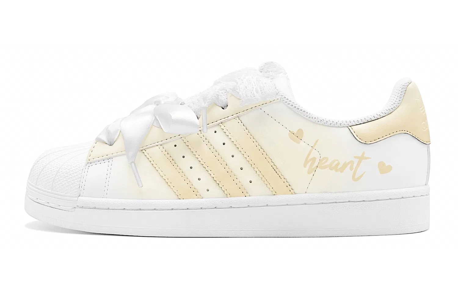 Детские кроссовки низкие с принтом сердец Superstar 2 Adidas Originals, Light Yellow — фото 3