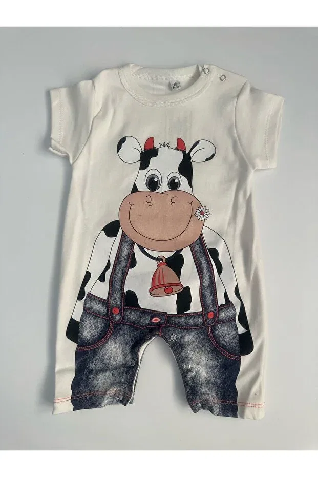 Детский комбинезон для девочек с принтом Animal Figured Baby Rompers Minibird Baby, Cream — фото 2