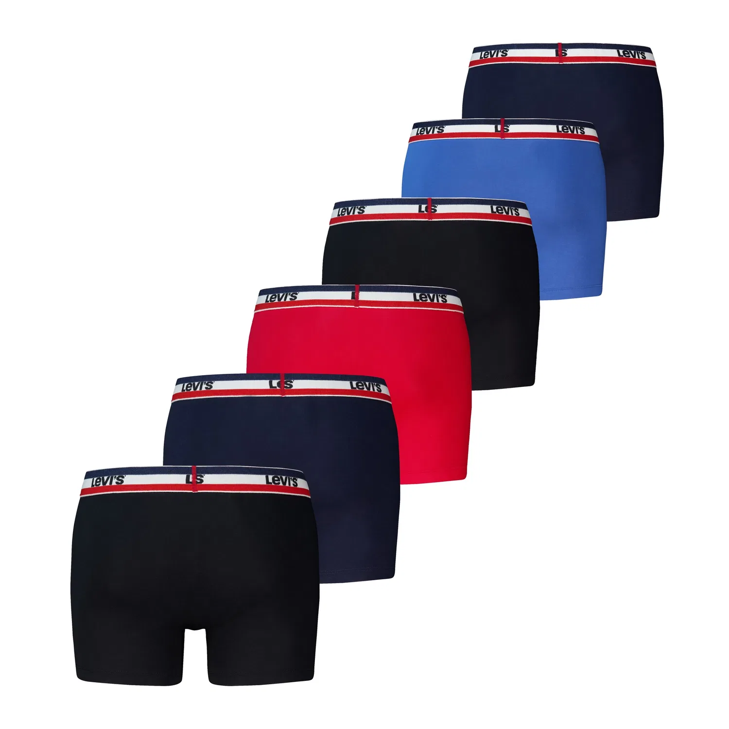 Мужские боксеры из хлопка с эластаном Levi's, Black/Red/Blue — фото 2