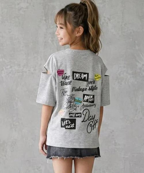 Детская футболка оверсайз с открытыми плечами SHISKY, Heather Grey