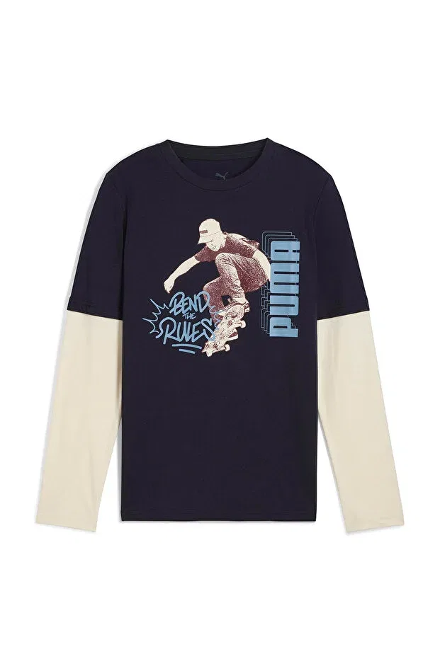 Детская футболка с принтом Mid 90s layered kids round neck t-shirt Puma, Multicolor — фото 3