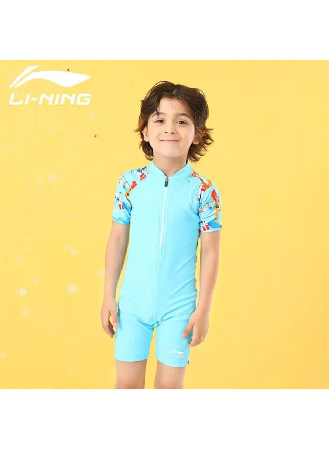 Купальник детский с коротким рукавом Li-Ning, синий — фото 3