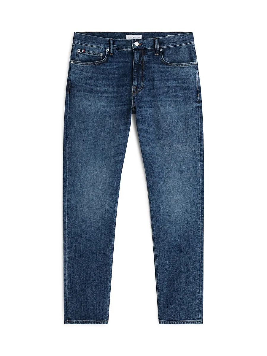 Джинсы TOMMY HILFIGER Regular Jeans 'Denton Whiskered Straight' темно-синего цвета