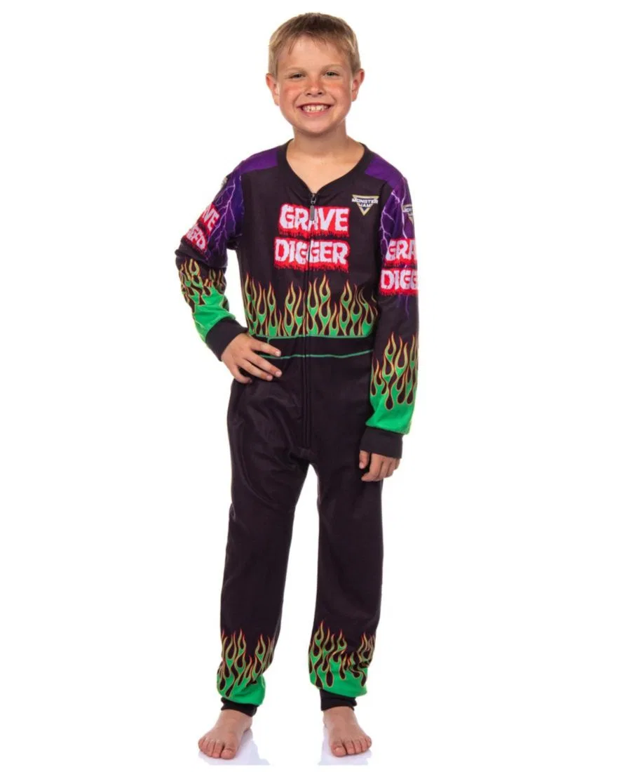 Детский комбинезон-пижама с капюшоном, с принтом Monster Jam Monster Jam, Black