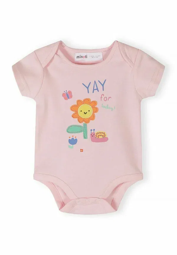 Боди с цветочным принтом 5 pack short sleeve dot and flower Minoti, Light Blue, Pink, Mint, розовый/светло-голубой/мятный — фото 2