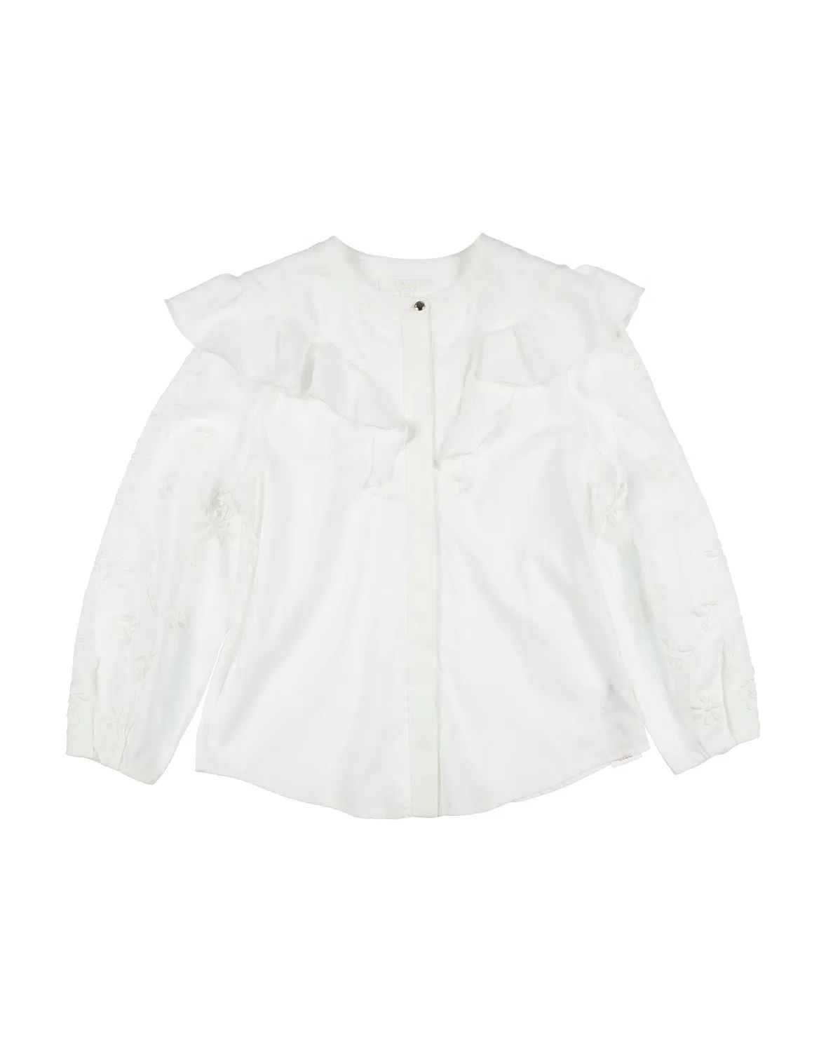 Детская рубашка для девочек с вышивкой Twill Chloé, айвори