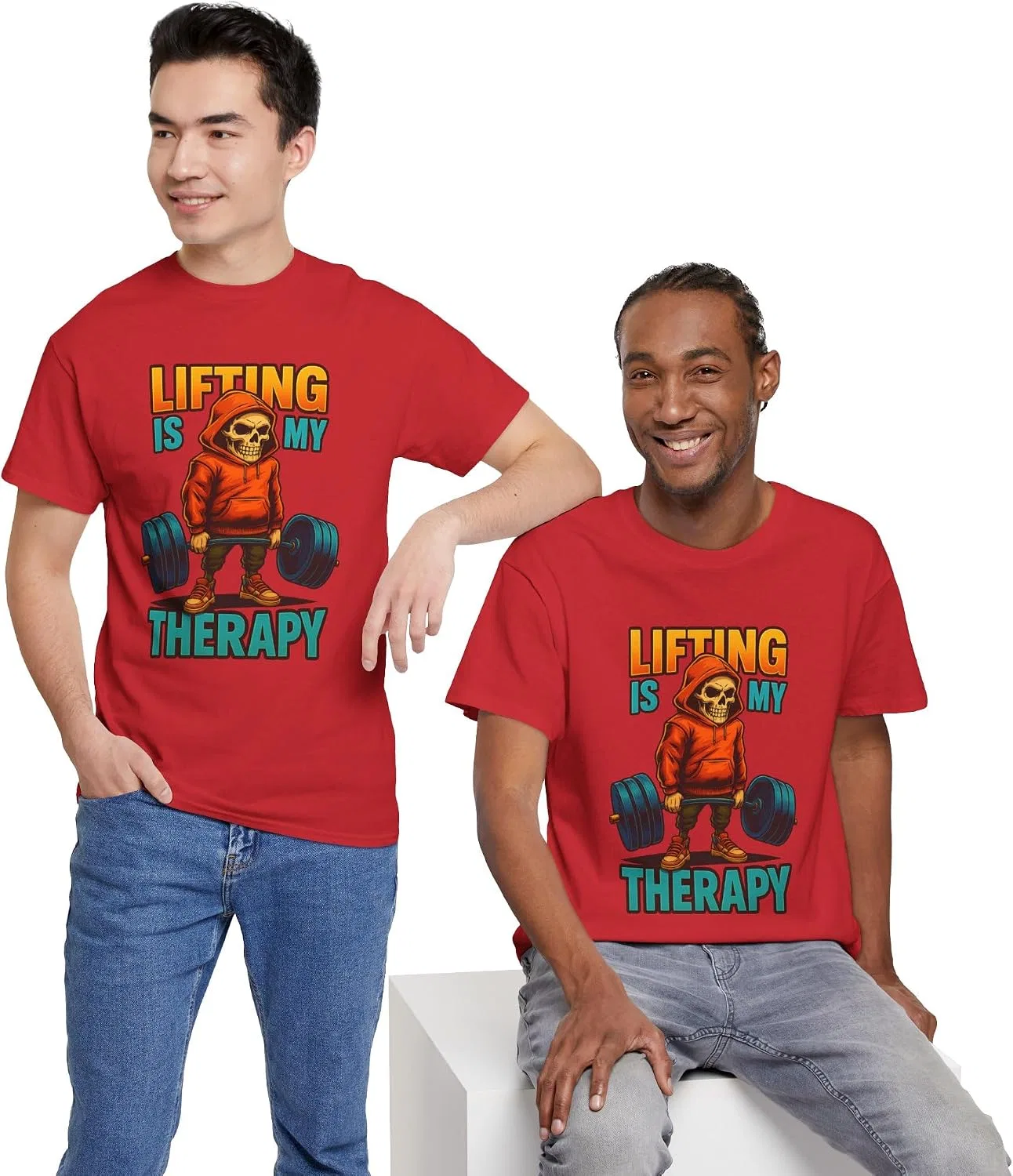Футболка с принтом Lifting is My Therapy, Red — фото 2