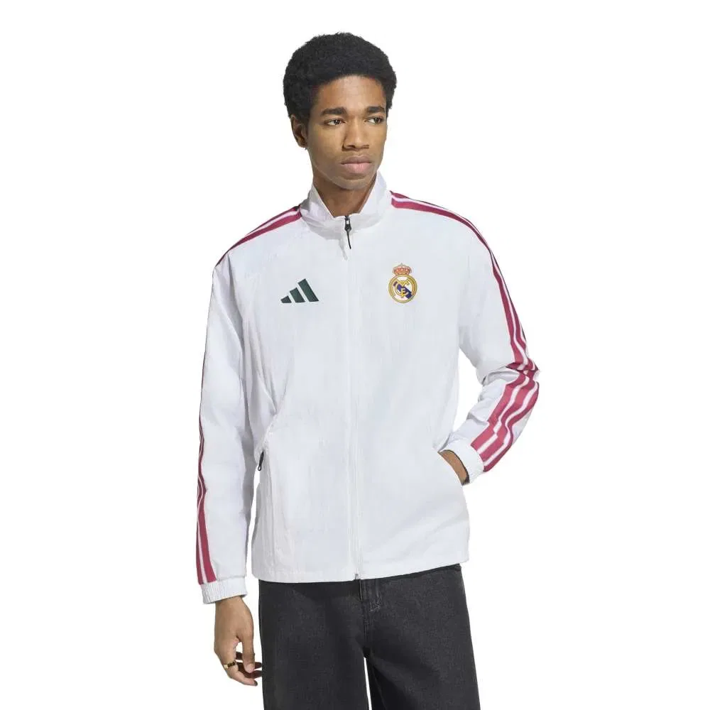 Мужская куртка с блестящей отделкой Real Madrid Home Anthem Adidas, White