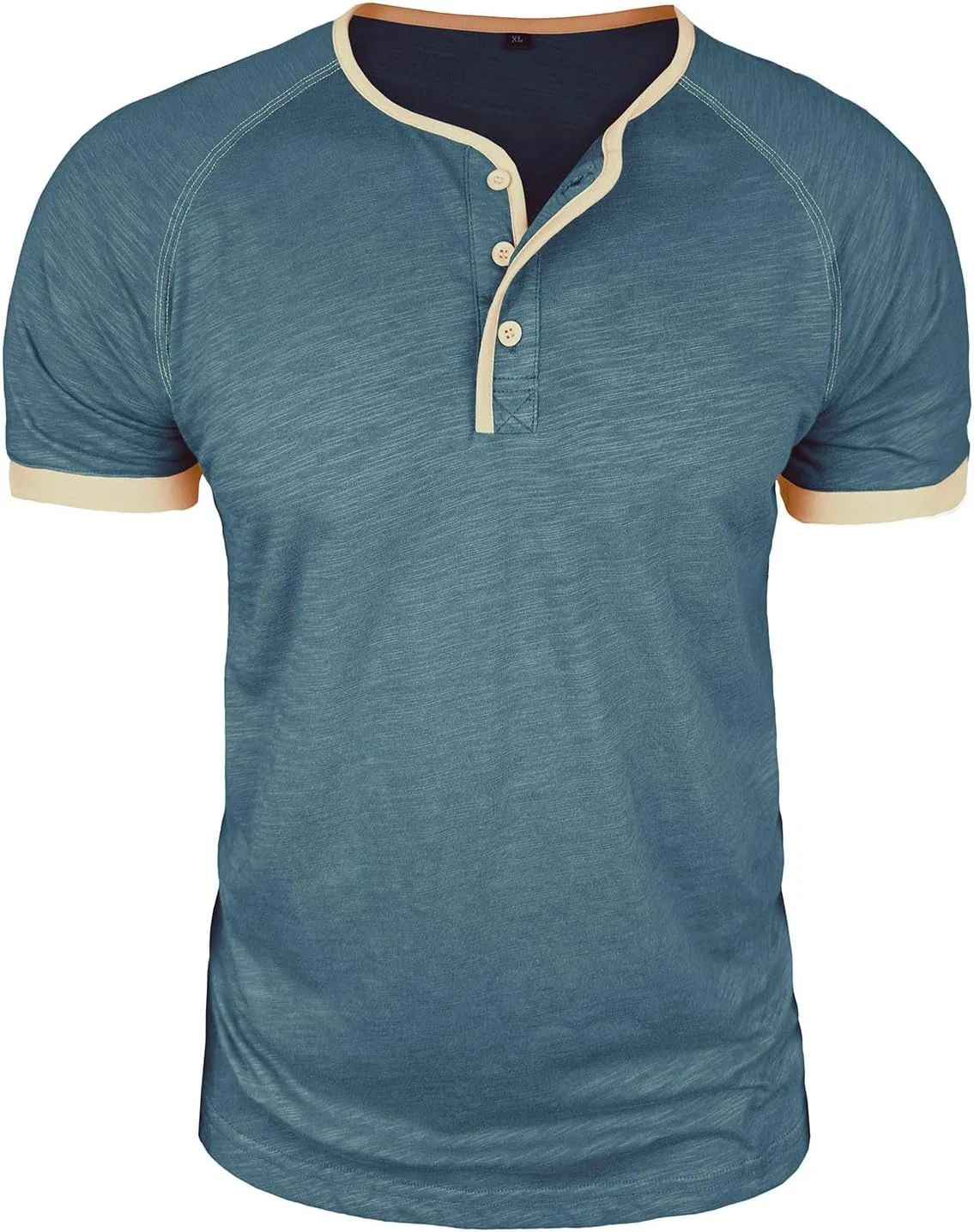 Мужская хлопковая рубашка-поло с коротким рукавом Henley, Blue