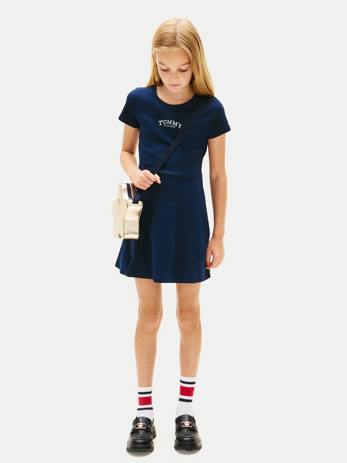 Повседневное платье стандартного кроя для девочки Skater Tommy Hilfiger, темно-синий — фото 2