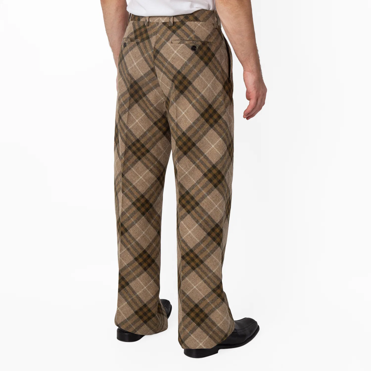 Брюки классические со складками из шерсти Pleated Check Wool Tailored Trousers Burberry, Camp Ip Check — фото 3
