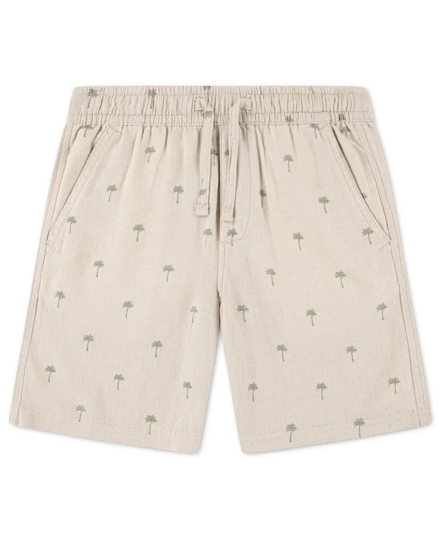 Шорты на поясе с завязками из льна Boys' Pull-On Linen Shorts abercrombie kids, Seagrass