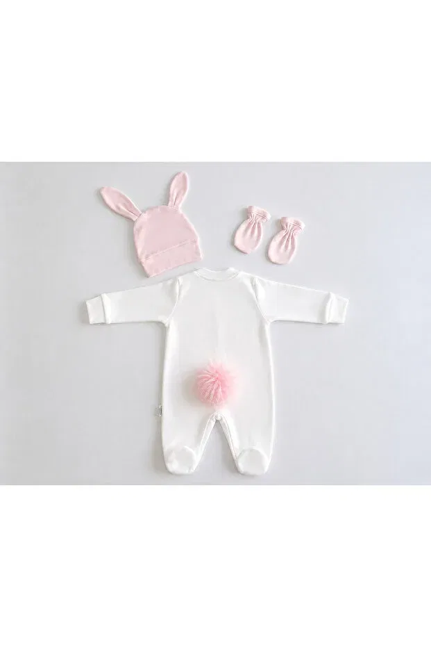 Детский комбинезон для новорожденных с принтом Jr.Bunnies, White — фото 3