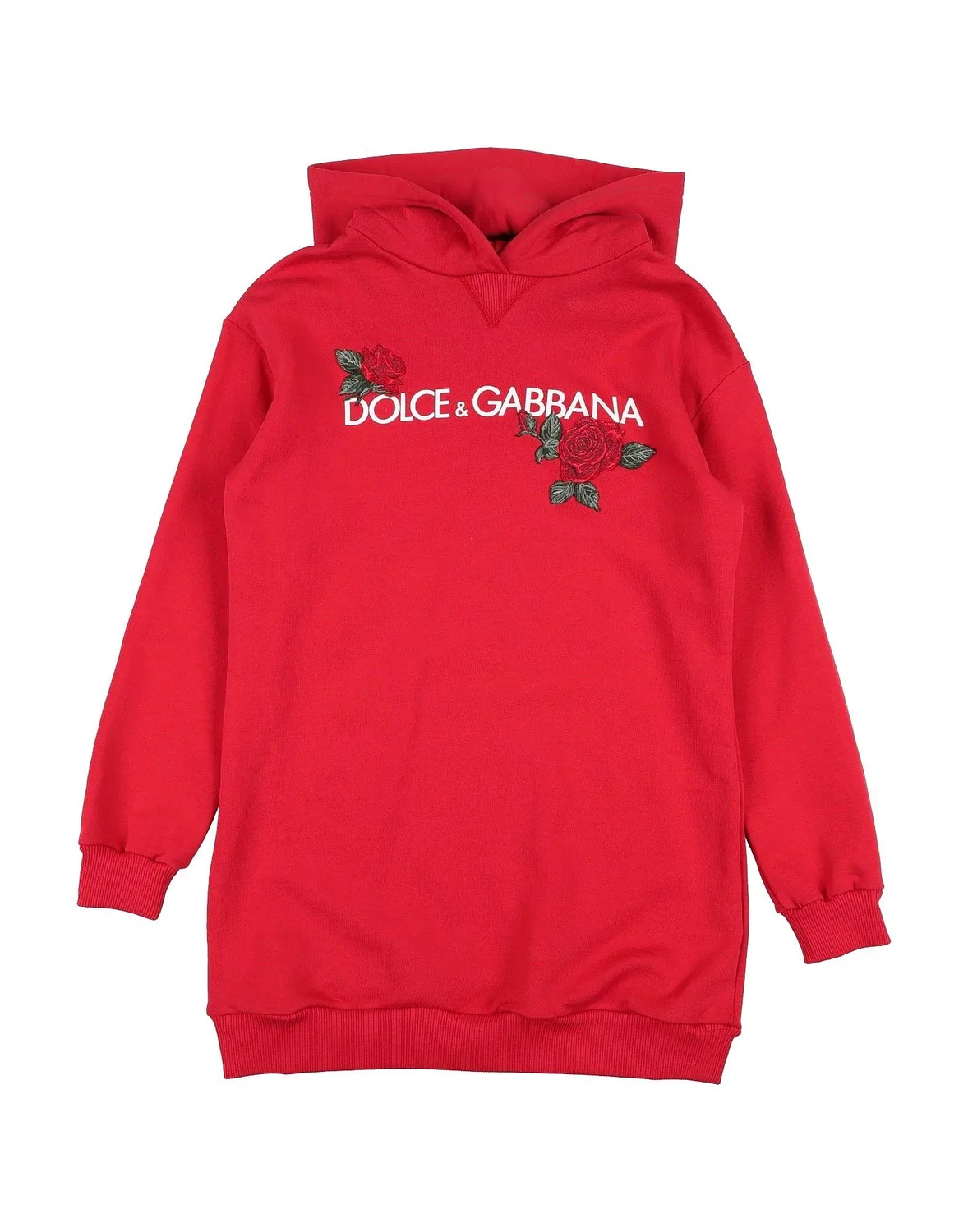 Детское платье для девочек из французского футера с капюшоном Dolce&Gabbana, красный