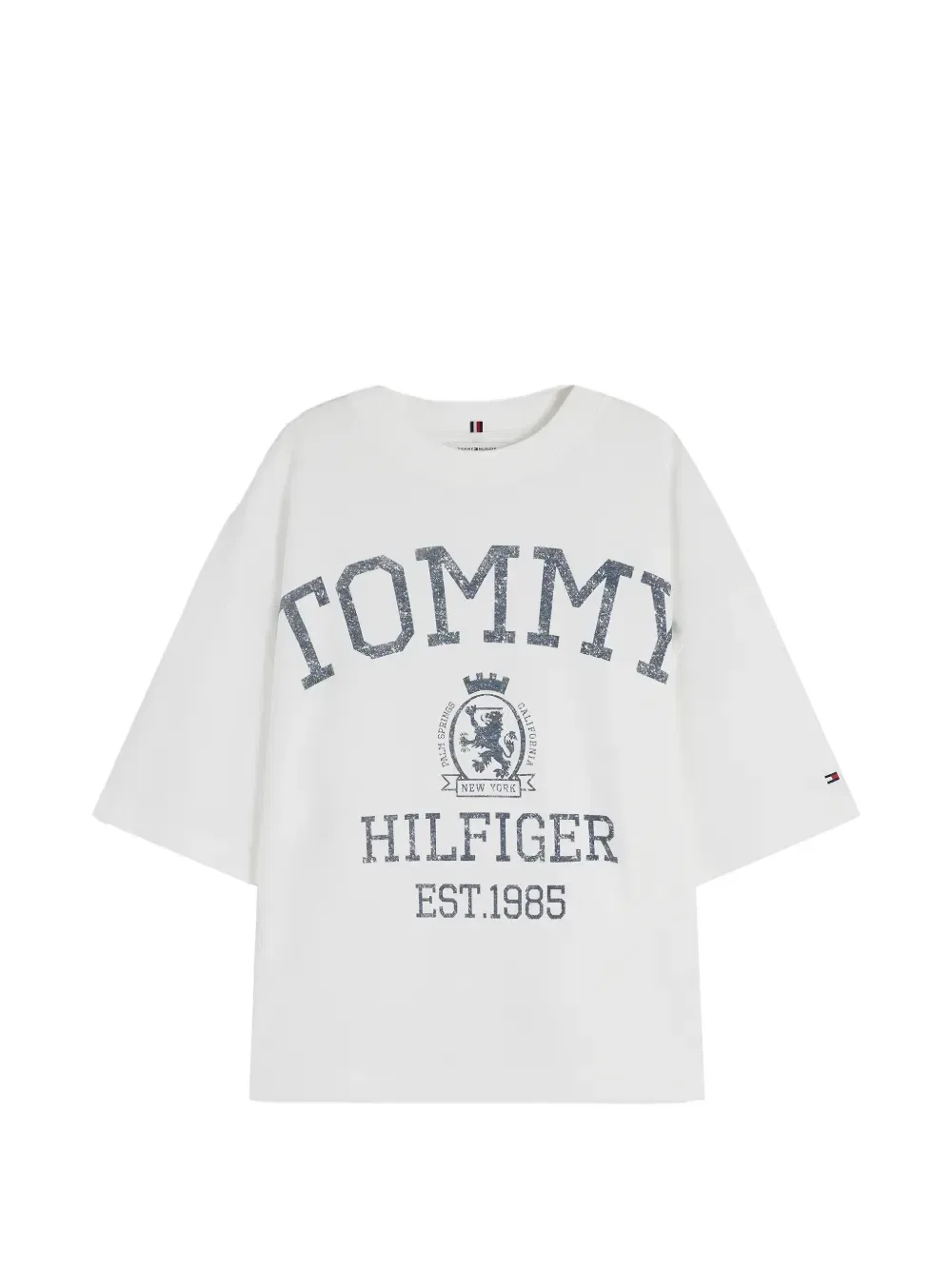 Футболка с принтом логипа-эмблемы и спущенными плечами Tommy Hilfiger, белый