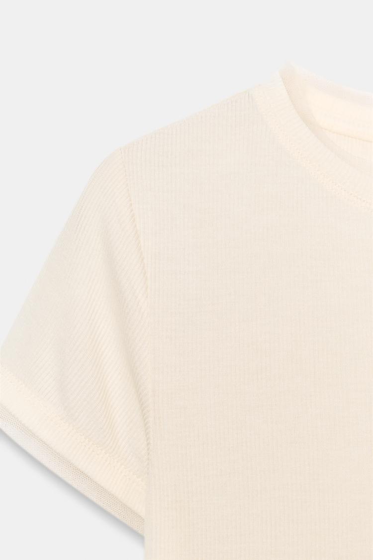 Футболка Zara With Tulle Detail, светло-кремовый — фото 3