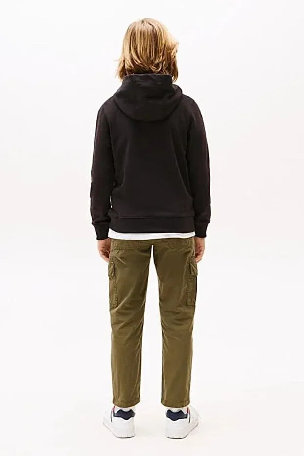 Детское худи для девочек с принтом Essential Hoodie Tommy Hilfiger, Black — фото 3