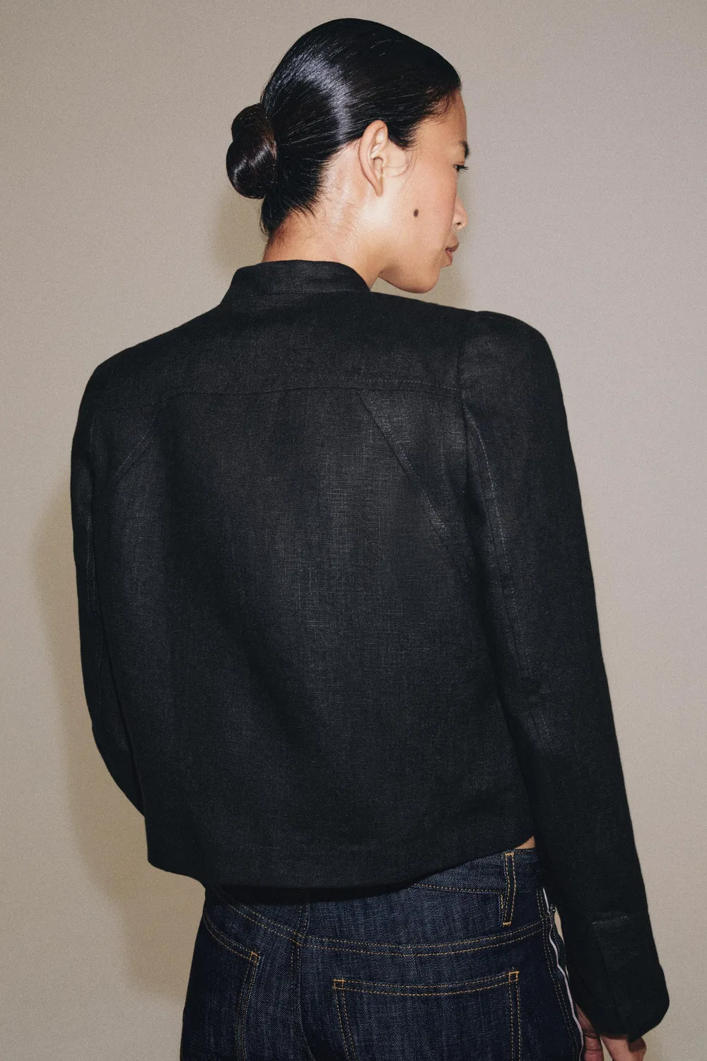 Куртка из 100% льна из коллекции ZW. ZARA, Black — фото 3