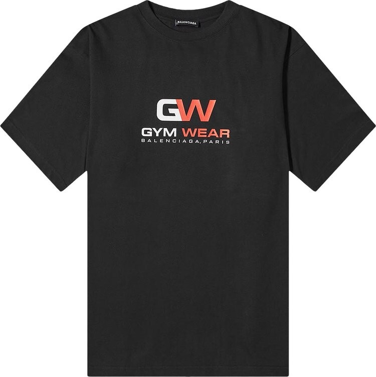 Футболка Balenciaga Gym Wear Logo Tee с контрастным принтом, черный — фото 2