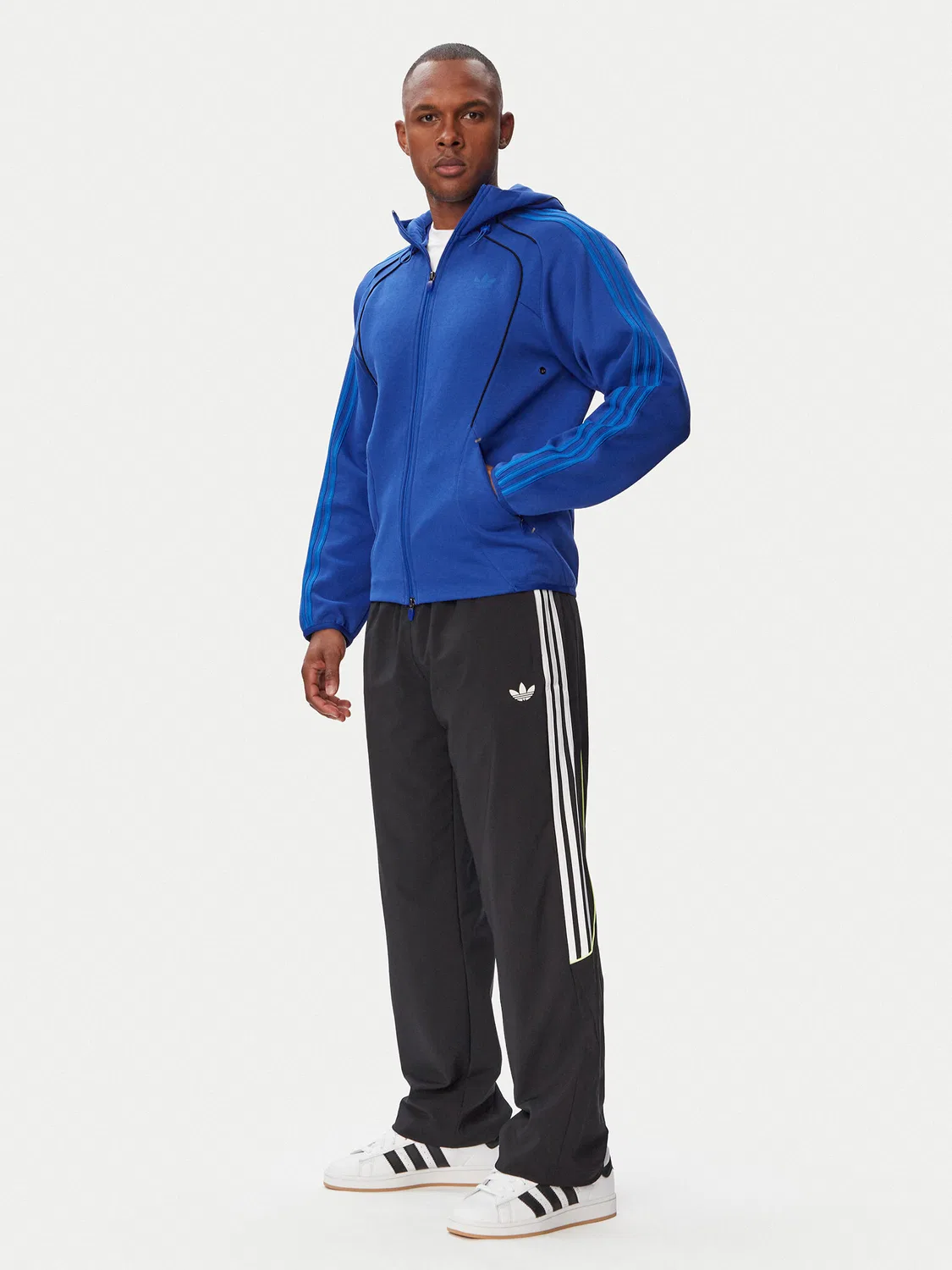 Мужская флисовая куртка стандартного кроя Spacer Teamgeist Cutline Fullzip Hoodie Adidas, синий — фото 2