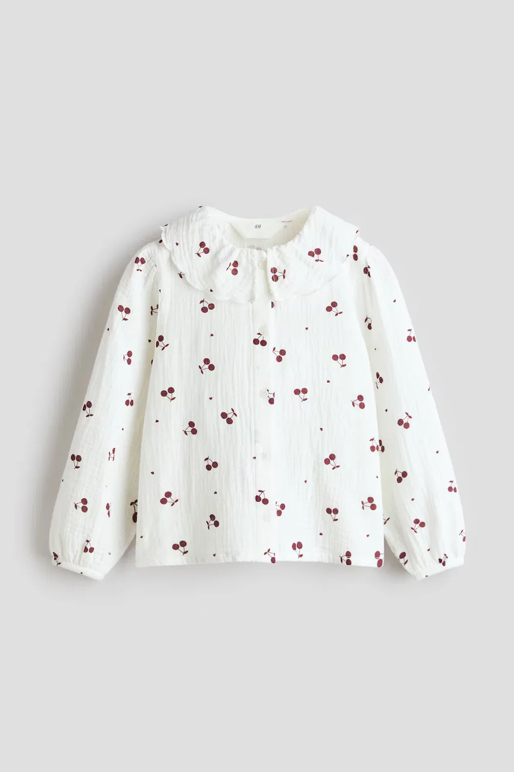 Блузка из муслина с узором H&M, Weiß/Kirschen