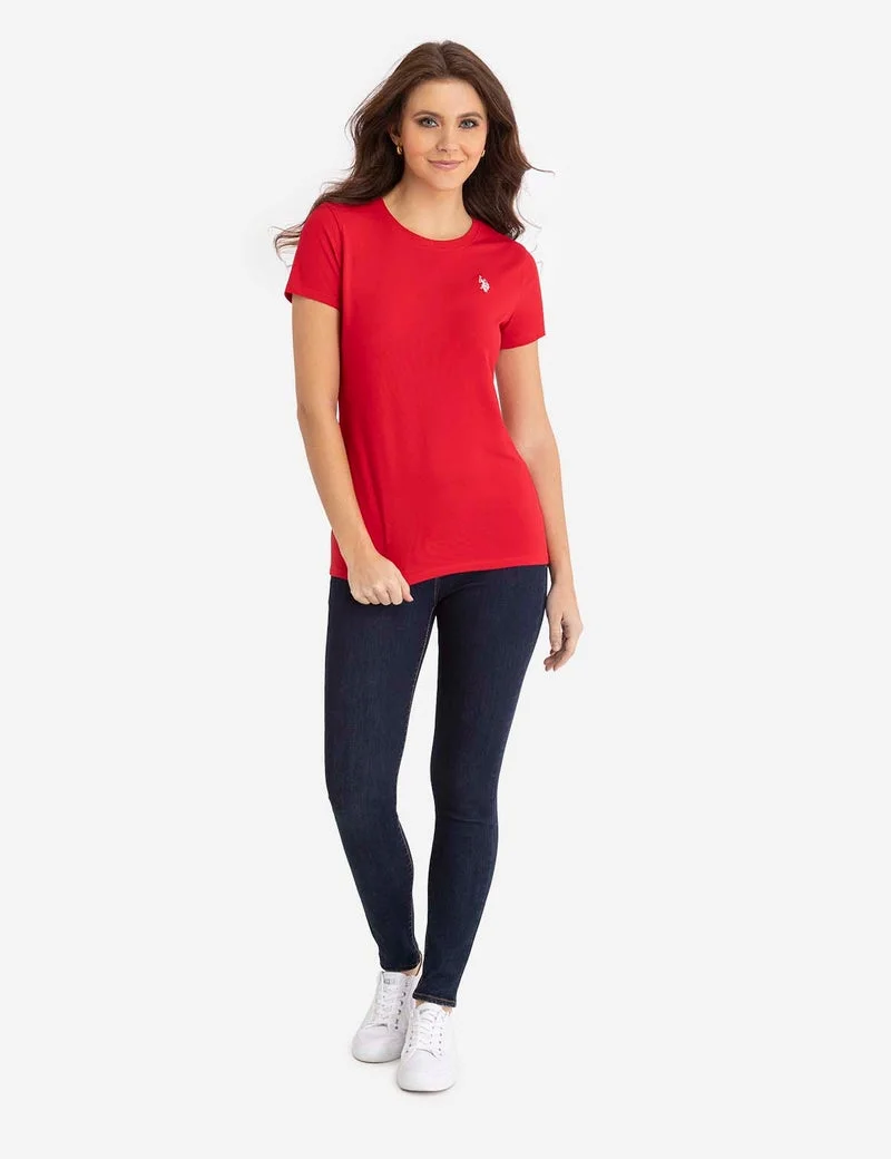 Женская футболка U.S. Polo Assn. Crew Neck, ярко-красный — фото 3