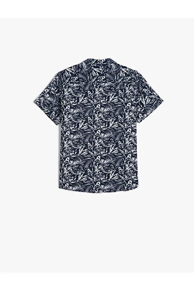 Детская рубашка с коротким рукавом с принтом Koton, Navy Blue Patterned — фото 2