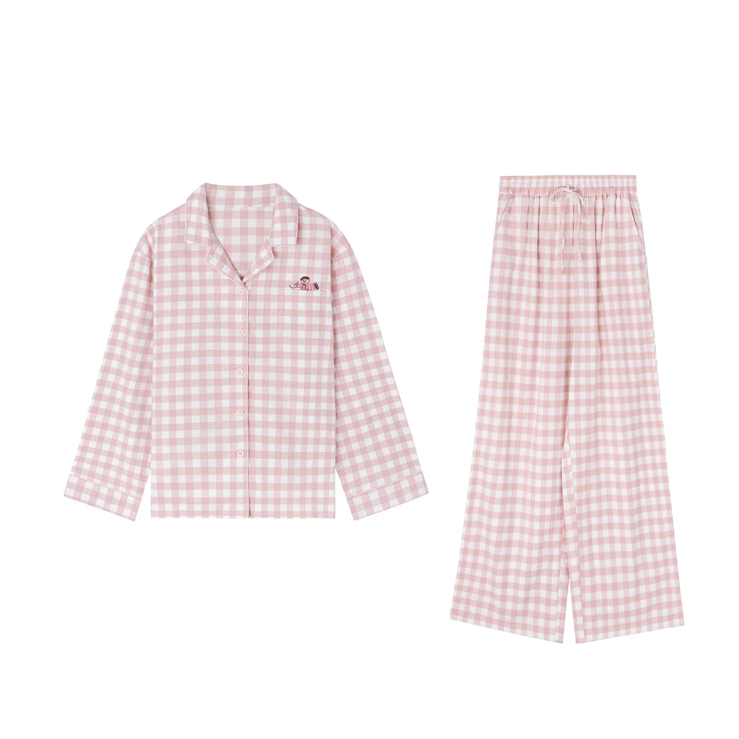 Комплект пижамы детский с принтом Teenie Weenie, Chessboard Pink Plaid