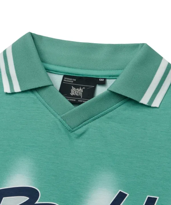 Футболка с воротником-стойкой, Kids dyeing collar tee, Brownbreath Kids, мята — фото 4