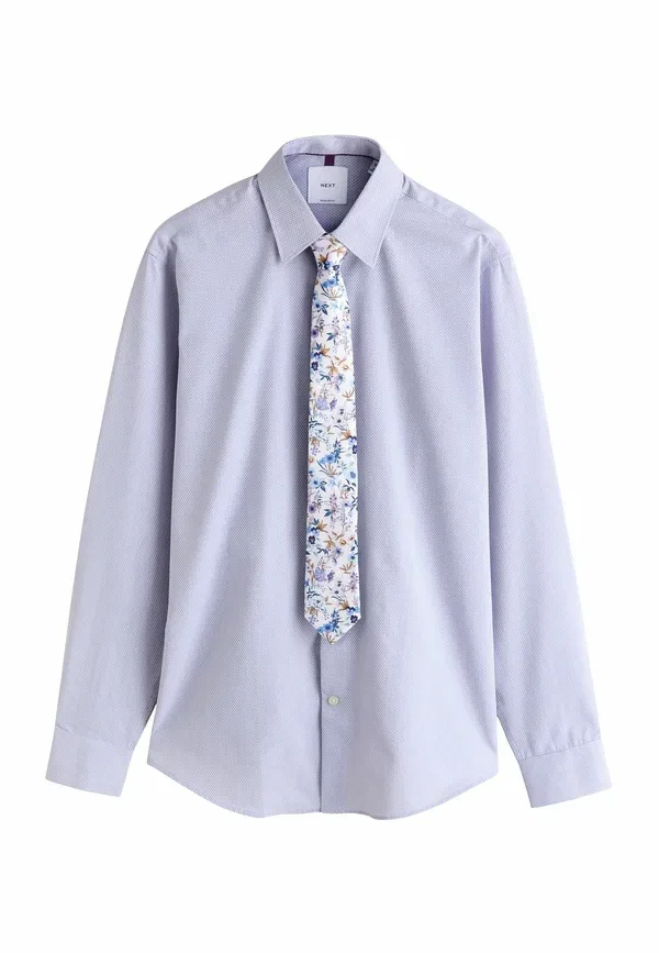 Комплект: рубашка, галстук и бутоньерка с цветочным принтом Regular fit Next, Purple Pink Floral, розовый — фото 4