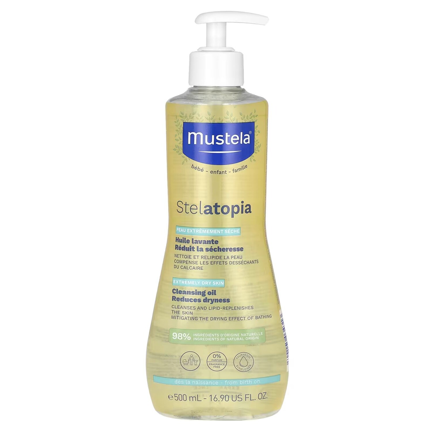 

Очищающее масло Stelatopia, без отдушек, 16,9 жидких унций (500 мл) Mustela