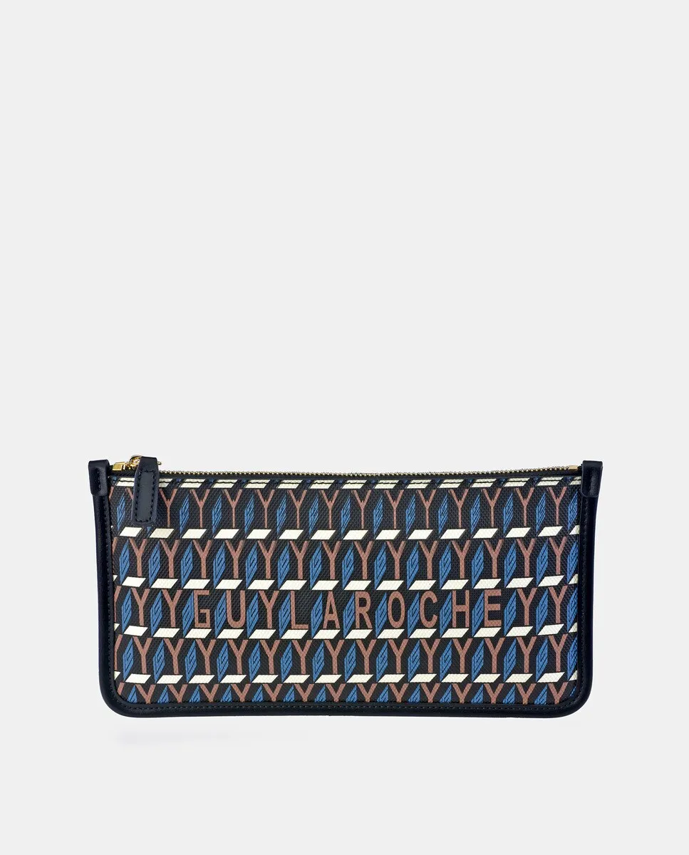 

Плоская женская сумка Guy Laroche из синей кожи и канкаса, синий