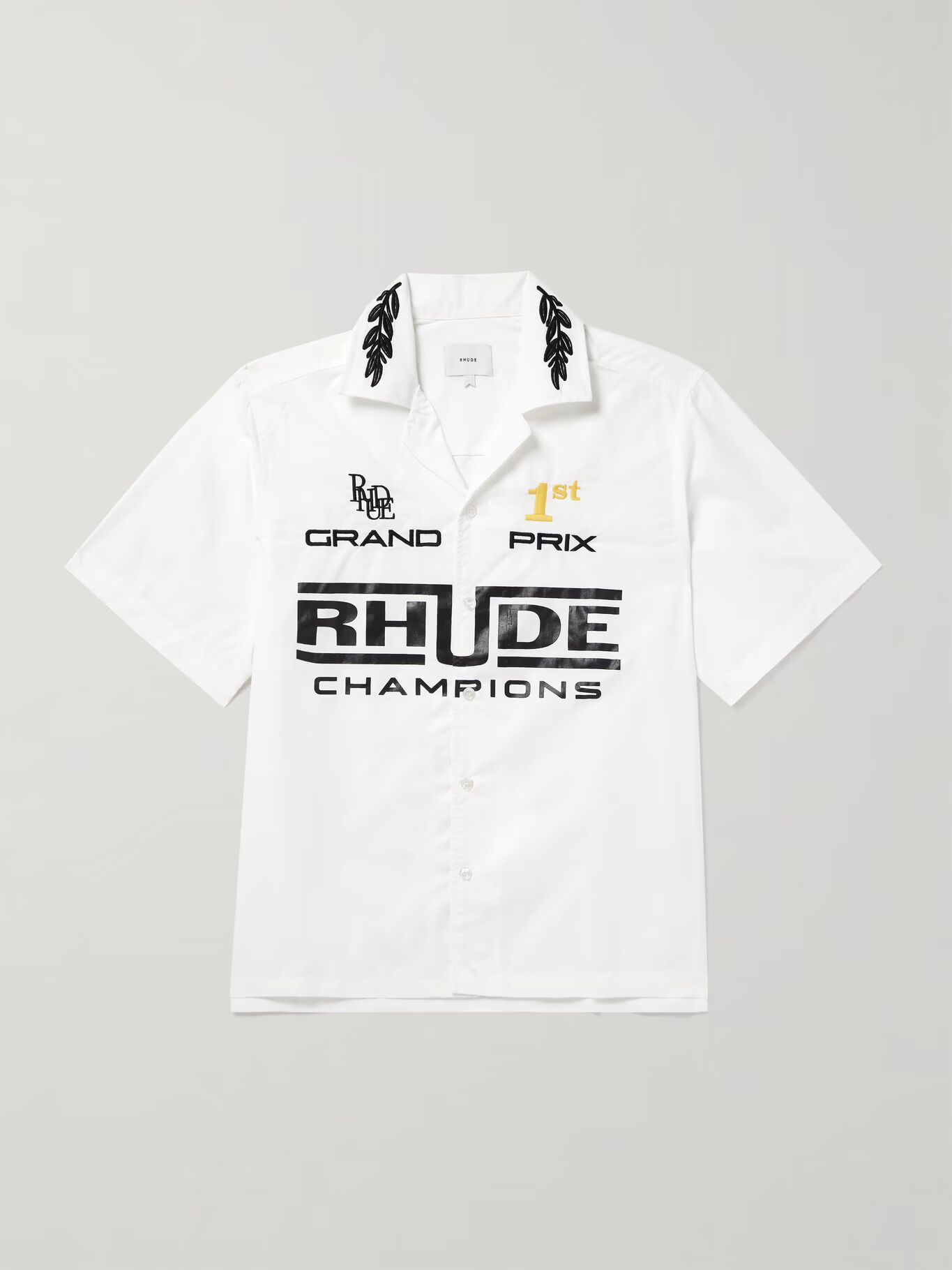 

Поплиновая рубашка с вышитым логотипом и воротником-стойкой RHUDE, белый