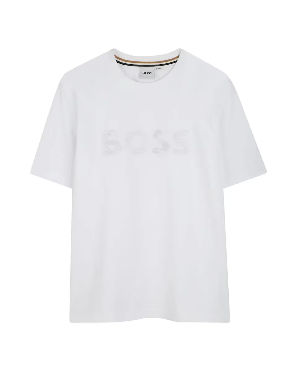 

Белая хлопковая футболка для мальчика BOSS Kidswear, белый