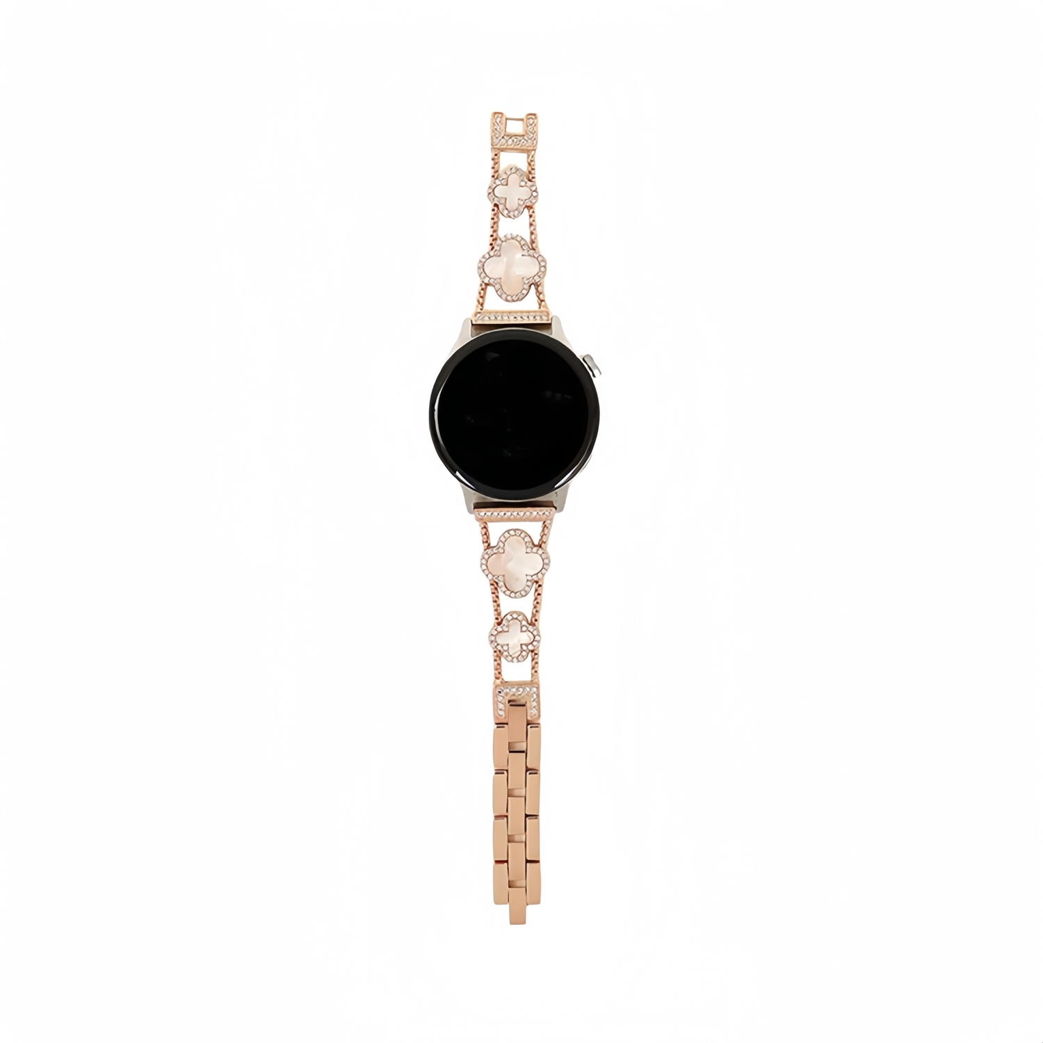 

Akkerds Часы Strap Huawei Compatibility Metal 170mm 46 Watch Dial, Rose gold chain, white four-leaf clover, full of diamonds