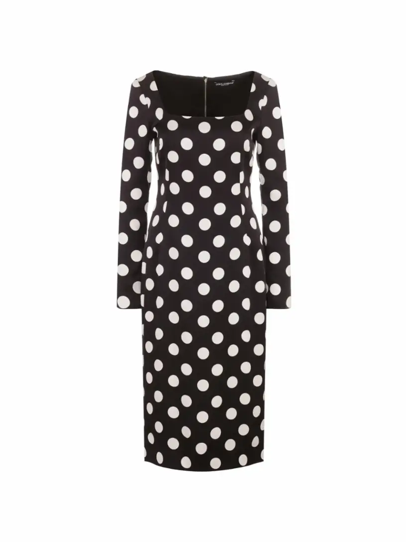 

Шелковое платье с принтом polka-dot Dolce&Gabbana, мультиколор