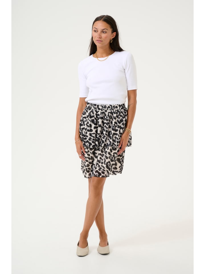 

Юбка длиной до колена Kaffe, цвет black/white leopard