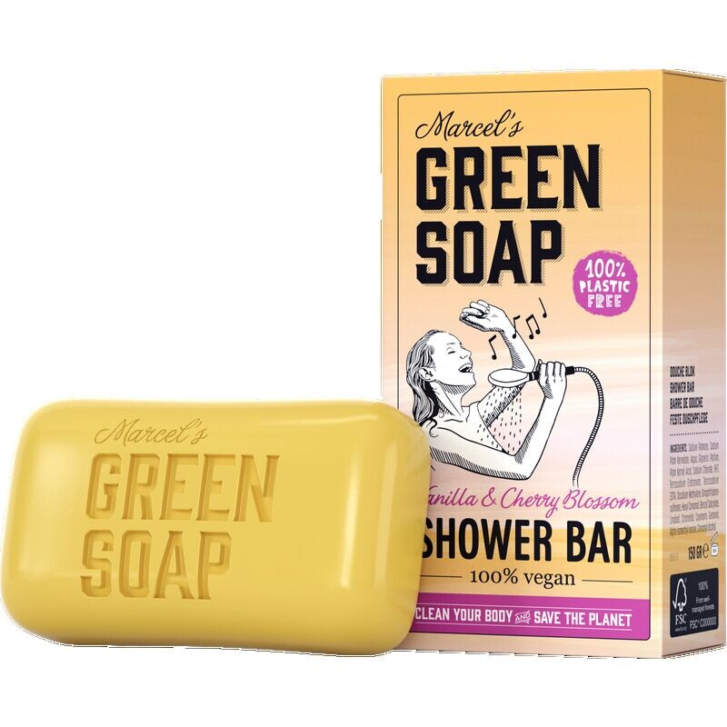 Твердый уход для душа с ванилью и вишневым цветом Marcel's Green Soap, 150 g — фото 3