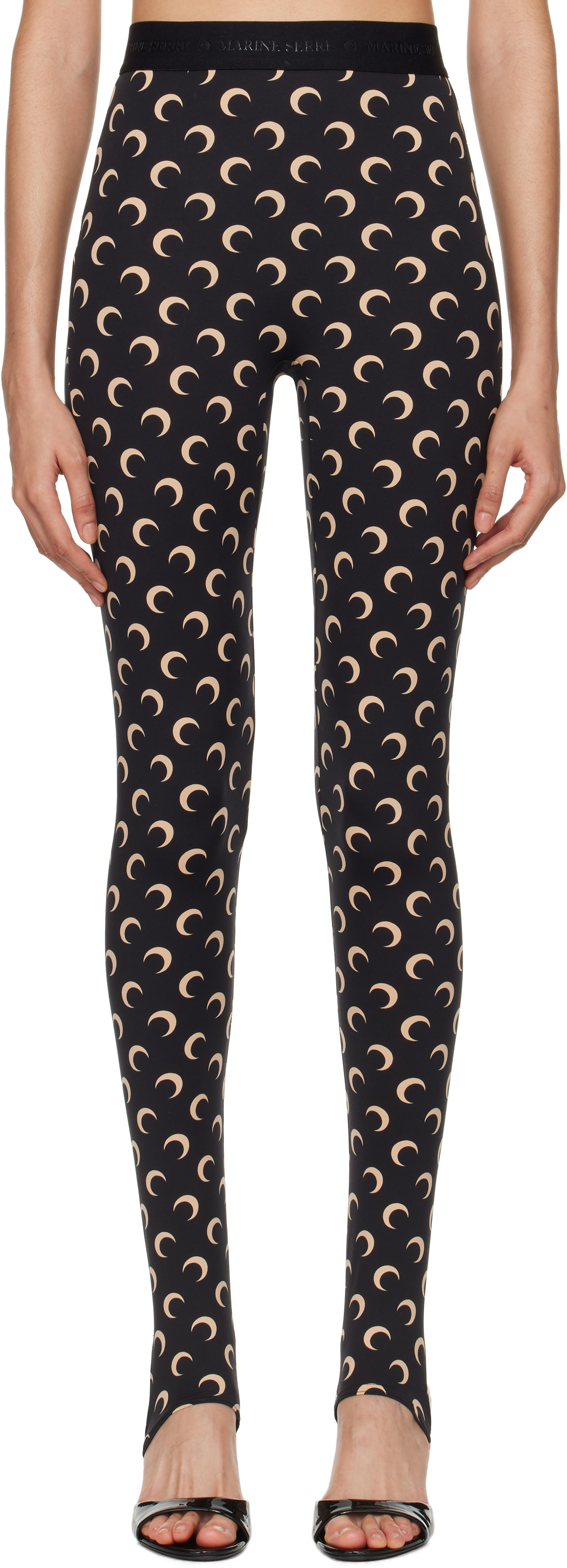 

Черные леггинсы Moon Stirrup из переработанного джерси Marine Serre