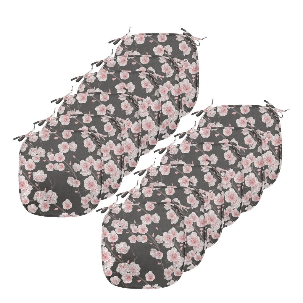 

Подушки на обеденный стул ABAKUHAUS Cherry Blossom, натуральный деревенский стиль, декоративная водонепроницаемая подушка с ремнями для кухонных сидений, 40 см x 40 см — упаковка из 12 шт., темно-коричневый, румяно-белый, черный