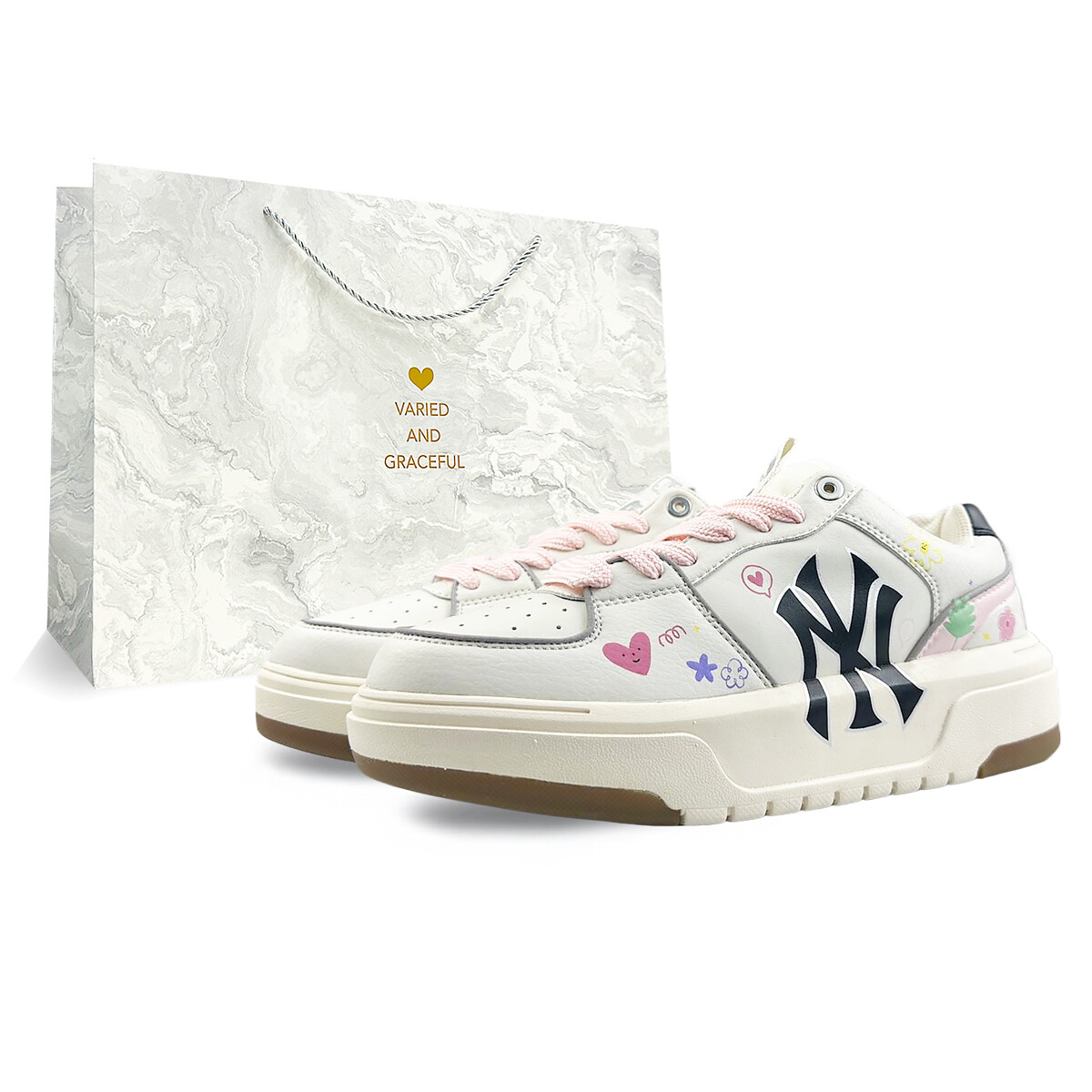

Кроссовки MLB Chunky Skateboarding Shoes Unisex Low-top Pink, белый
