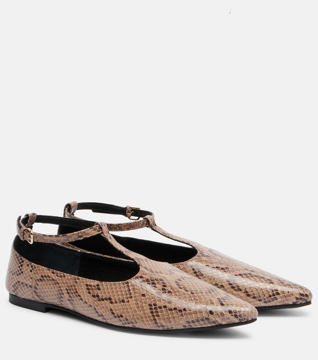 Туфли Мэри Джейн из кожи Ward с эффектом змеи A.Emery, Taupe Snake