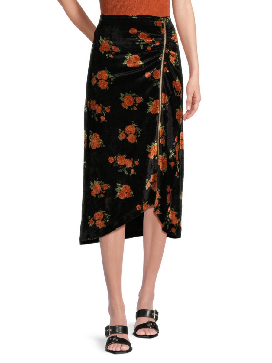 

Юбка миди А-силуэта с цветочным принтом Sonia Rykiel, цвет Black Orange