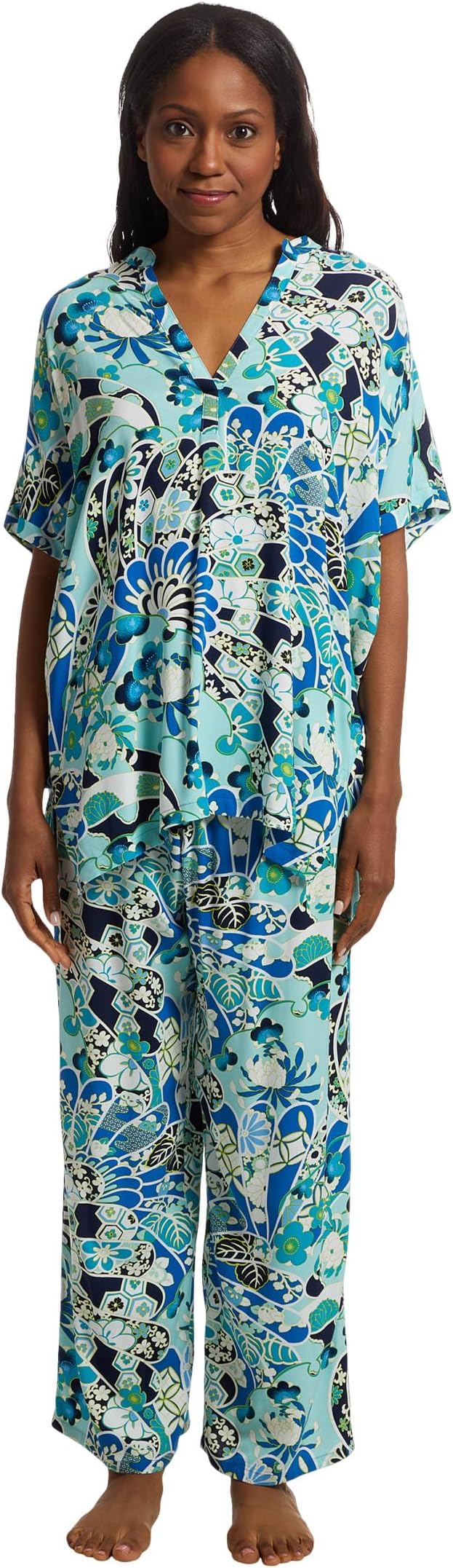 

Женская пижама Fusion Fans Challis с коротким рукавом N by Natori, Blue