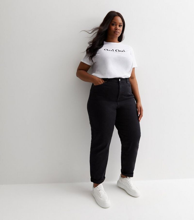 

Черные джинсы Tori Mom для увеличения талии Curves New Look, черный
