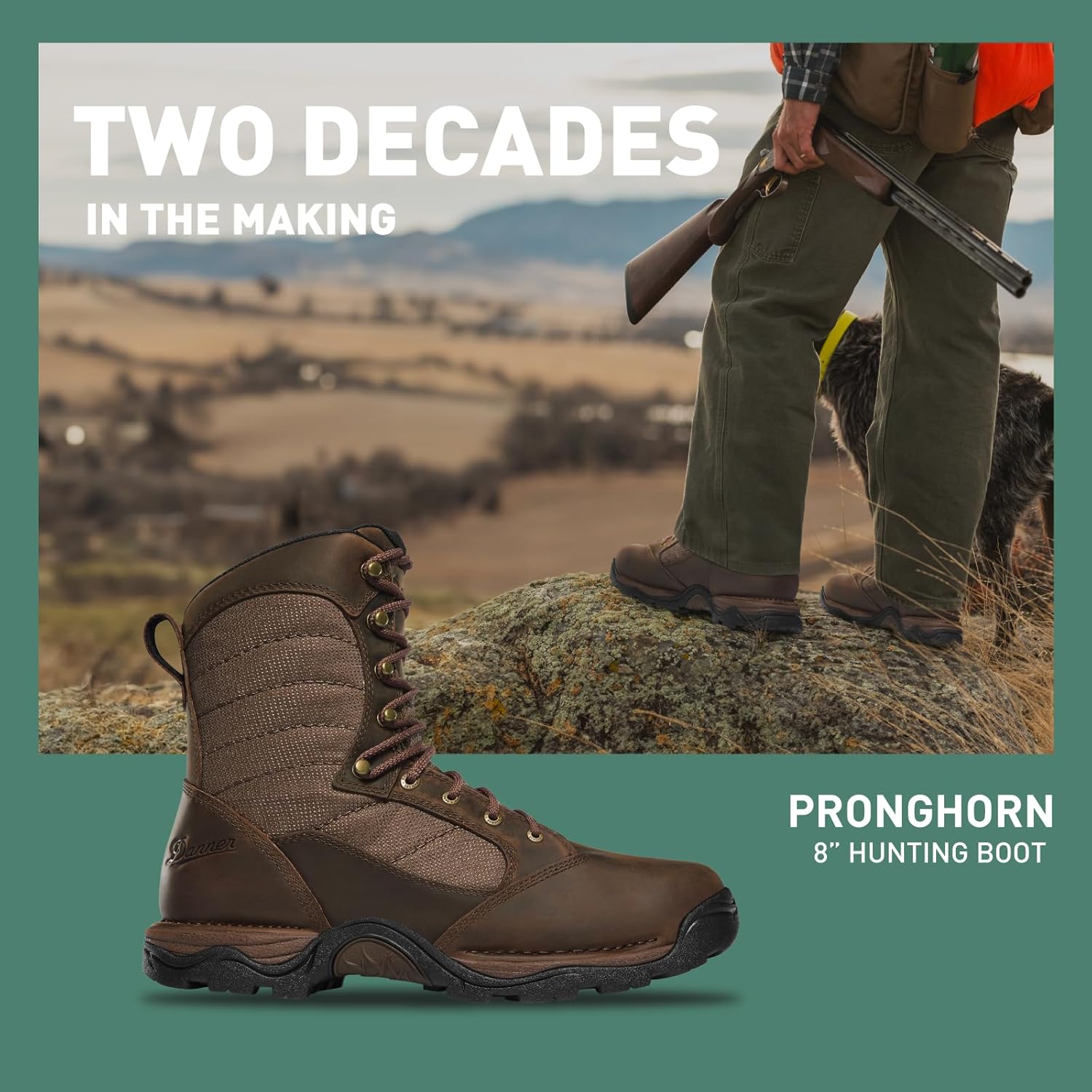 Охотничьи ботинки для мужчин Danner Pronghorn 8” - водонепроницаемые, из кожи полного зерна с мембраной Gore-Tex, амортизирующая подошва, металлическая вставка для устойчивости и подошва Vibram с отличным сцеплением Name ‎Danner — фото 3