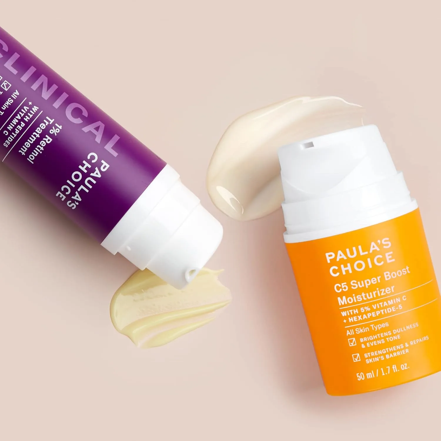 Набор Paula's Choice — CLINICAL 1% Retinol Treatment + C5 Super Boost 5% Vitamin C Moisturizer, для борьбы с пигментацией, глубокими морщинами и темными — фото 2