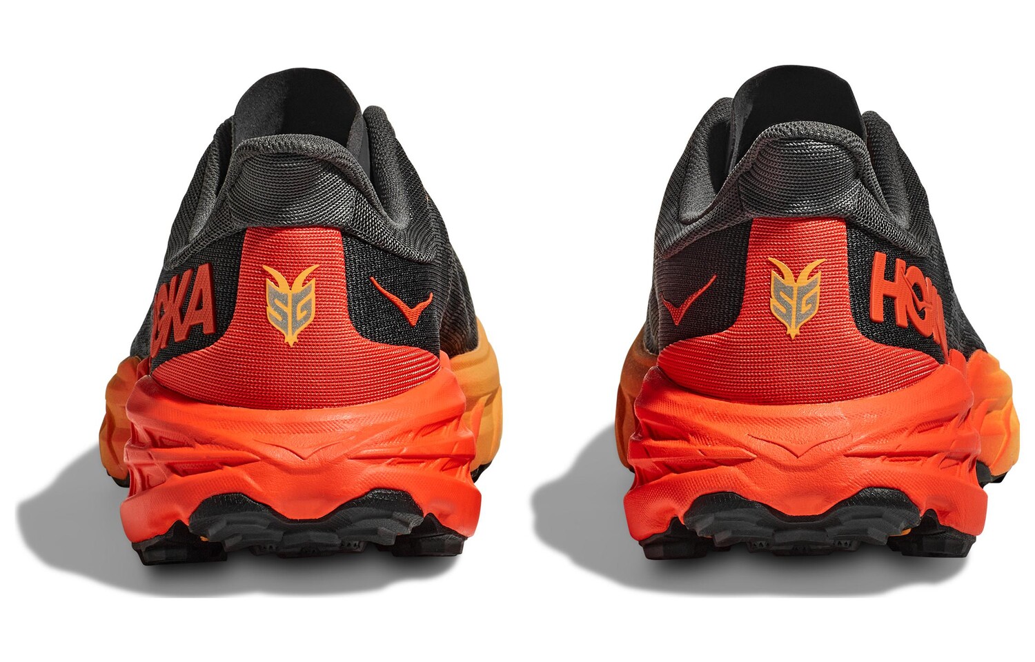 Кроссовки Speedgoat 5 мужские низкие Castle серые/огненно-красные Hoka One One — фото 4
