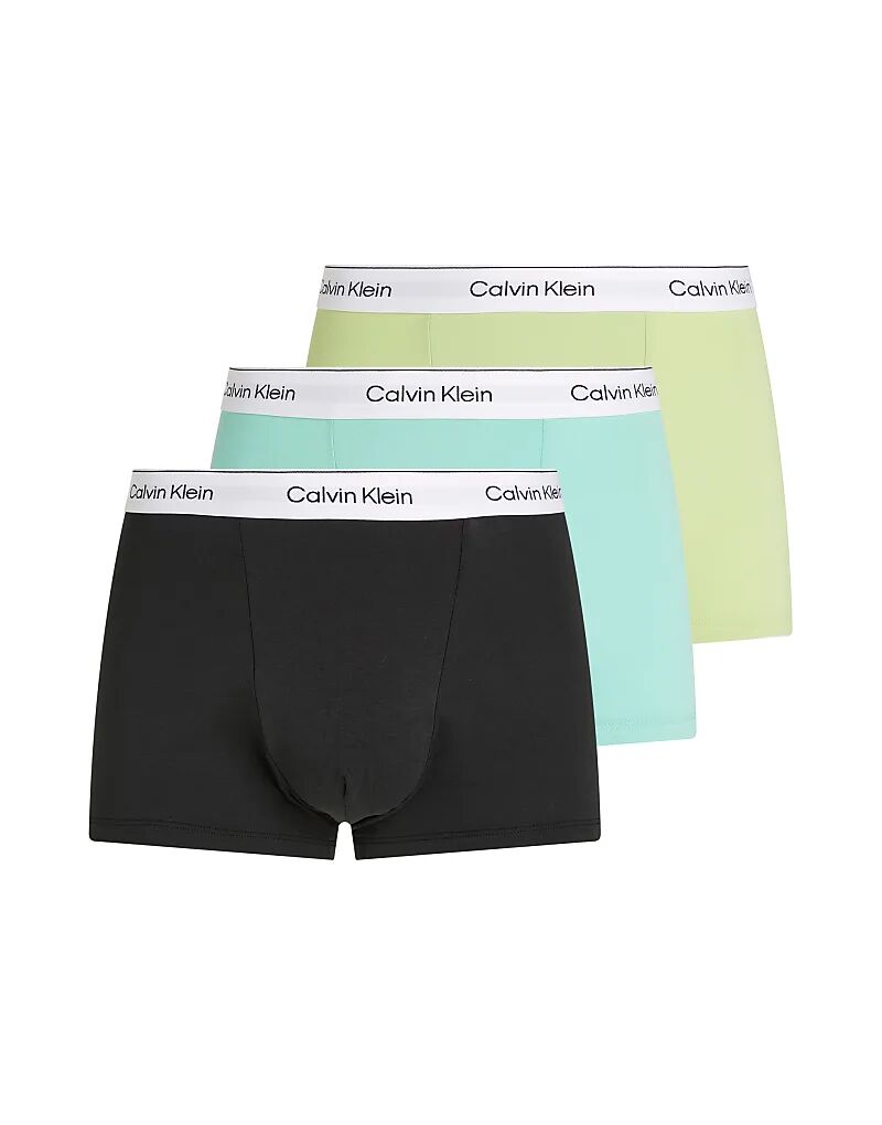 

Комплект из 3 трусов Calvin Klein Icon Cotton Stretch с вытачками, черного цвета, с зеленым поясом